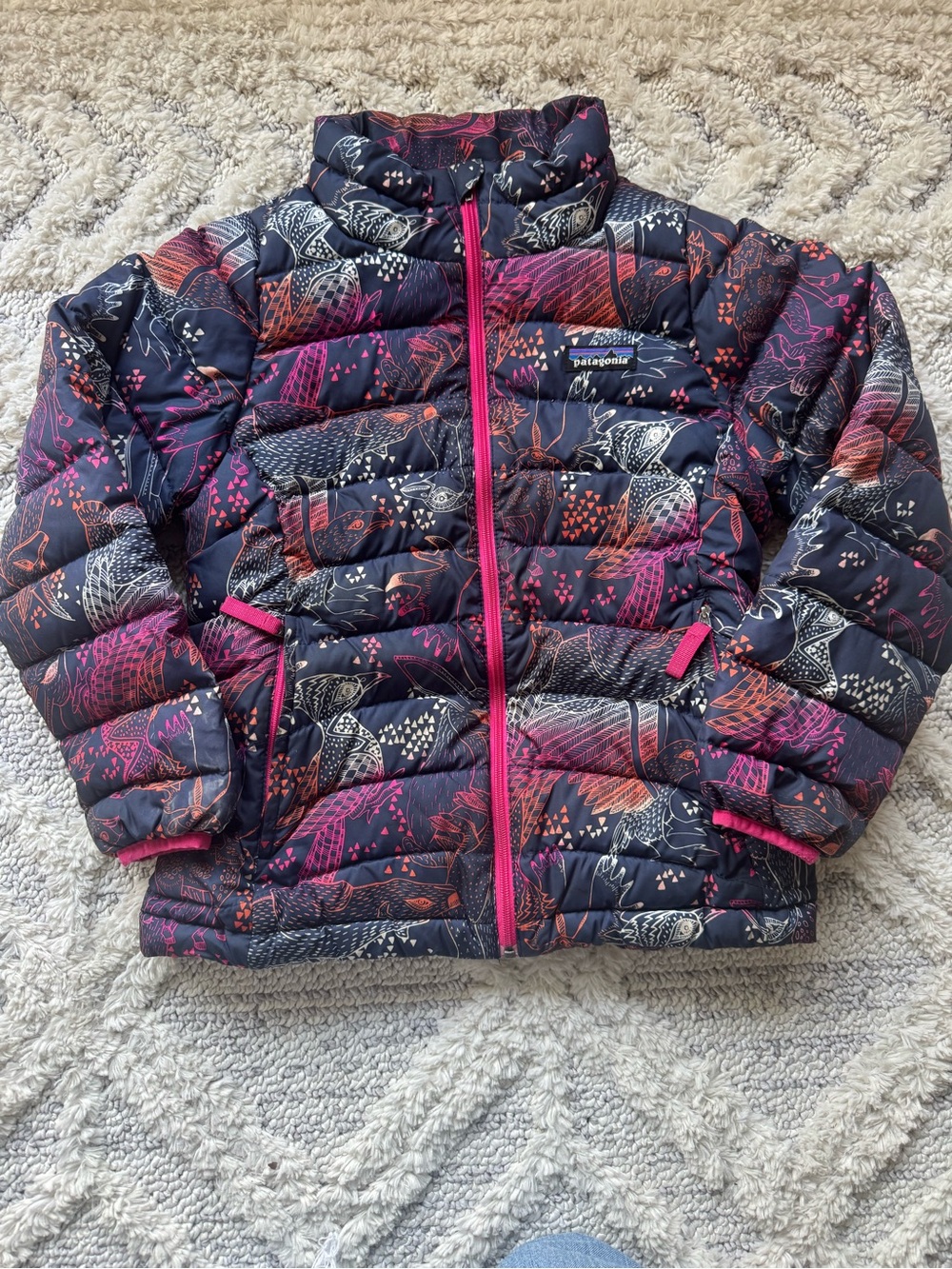 Patagonia Kids' Down Sweater Puffer Jacket with Pink Accents